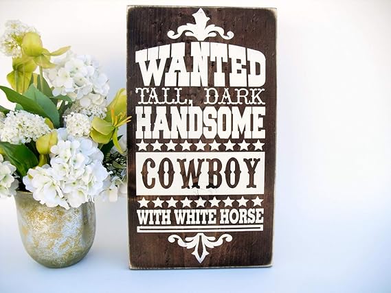 None-brands Cartel de madera rústica occidental – Wanted Tall Dark