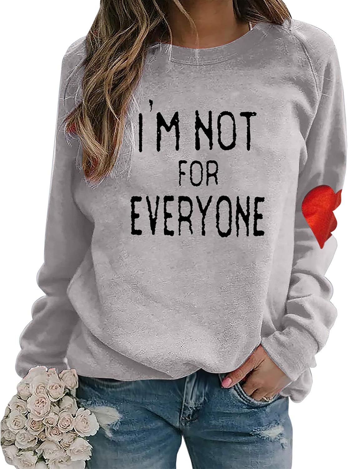 Womens I'm Not for Everyone Sweatshirt Valentine's Day Letter Printed