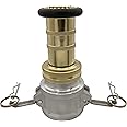 SpringSpray 2" NPSH Aluminum Camlock Fitting Coupling With Brass Fire Hose Nozzle 2 inch Fire Equipment Constant Flow Heavy-Duty Industrial Fog Nozzle