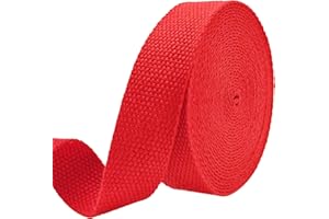 AEVORA 1 inch Cotton Webbing Braid Handles Bag Strap 15ft High Density Webbing Plain Weave Straps for Cloth Tote Bag, Pet Collars, DIY Projects, Crafts, Outdoor Accessories (Red 501)