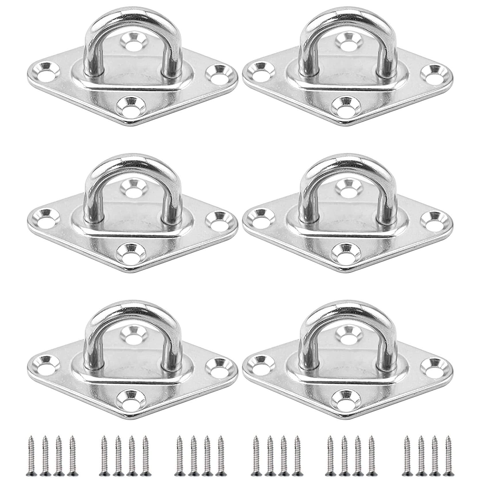 6 pcs Eye Plate Stainless Steel Lashing Eye Wall Eyelet Cover Plate Mast Plate Eyelet Plate Mast Plate for Load Securing Wall Mounting Ceiling Mounting with Dowel M5