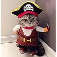 Pet Costume, Hillento Funny Cute Pet Dog Cat Pirate Clothes Suite Outfit for Halloween Christmas Holiday Dress Up Cosplay, Party Apparel Clothing for Cat Dog Plus Hat