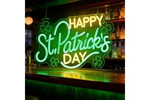 THIIXDAI Happy St. Patrick's Day Neon Sign for Wall Decor, USB Powered Light up Sign Art Decoration LED Lights, Dimmable Neon