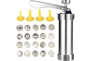 Electric Cookie Press Gun，Cookie Press for Baking with 12 Molds and 4 Decorating Nozzles for Cake Dessert DIY Maker and Decor