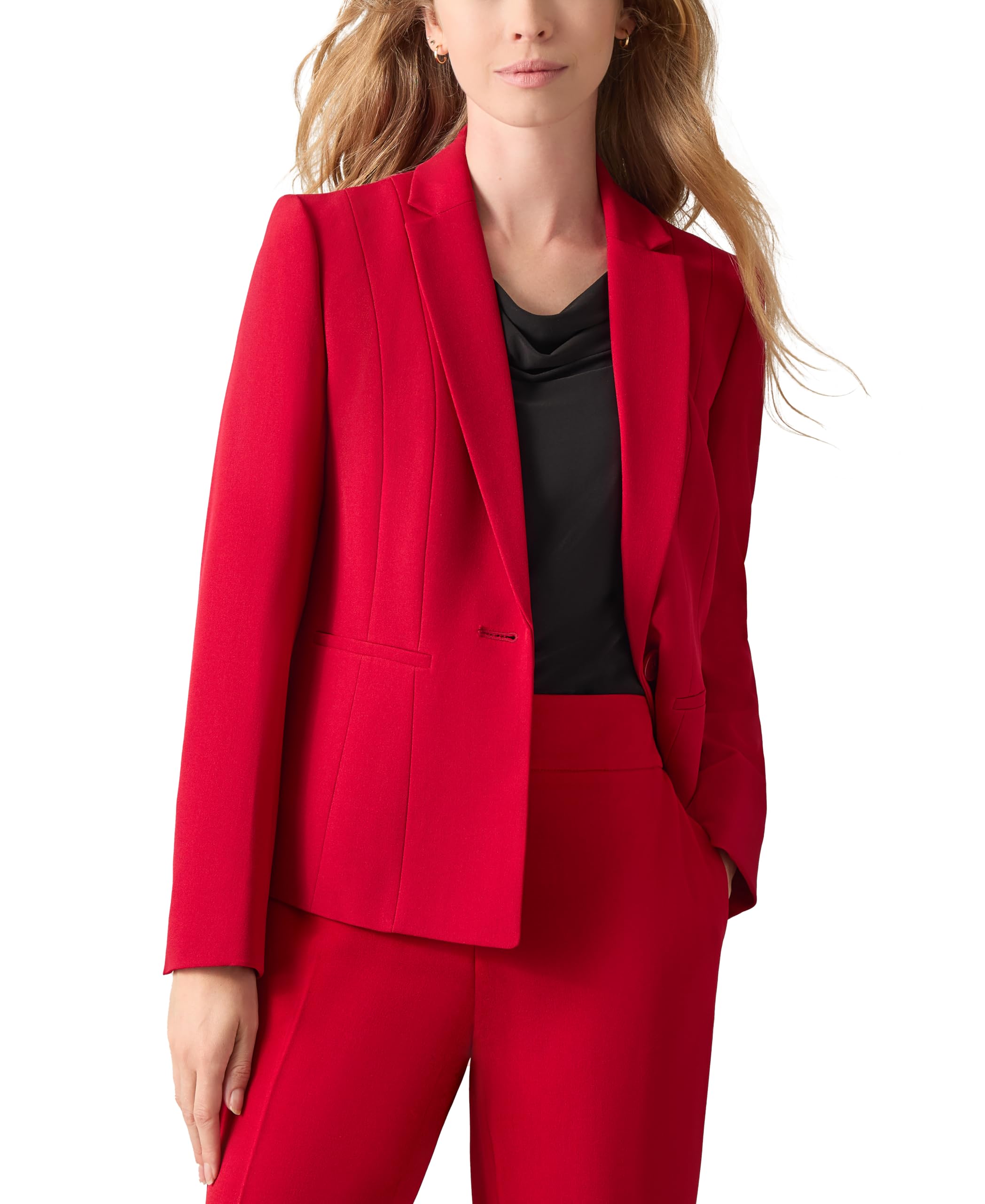 Kasper Plus-Size Stretch Crepe One Button Blazer