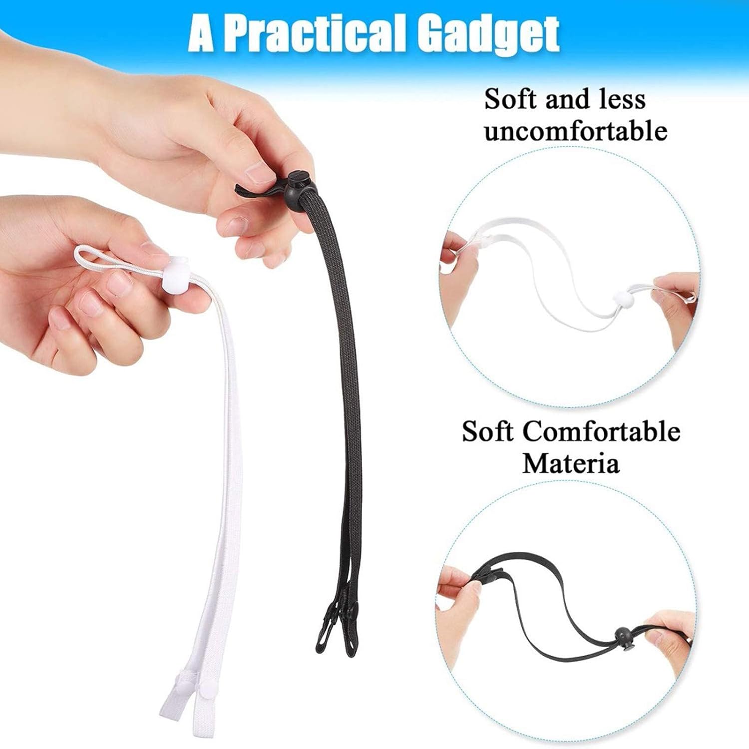 Sunenjoy Adjustable Ear Strap 12 pieces, Ear Loop Extension Straps Non