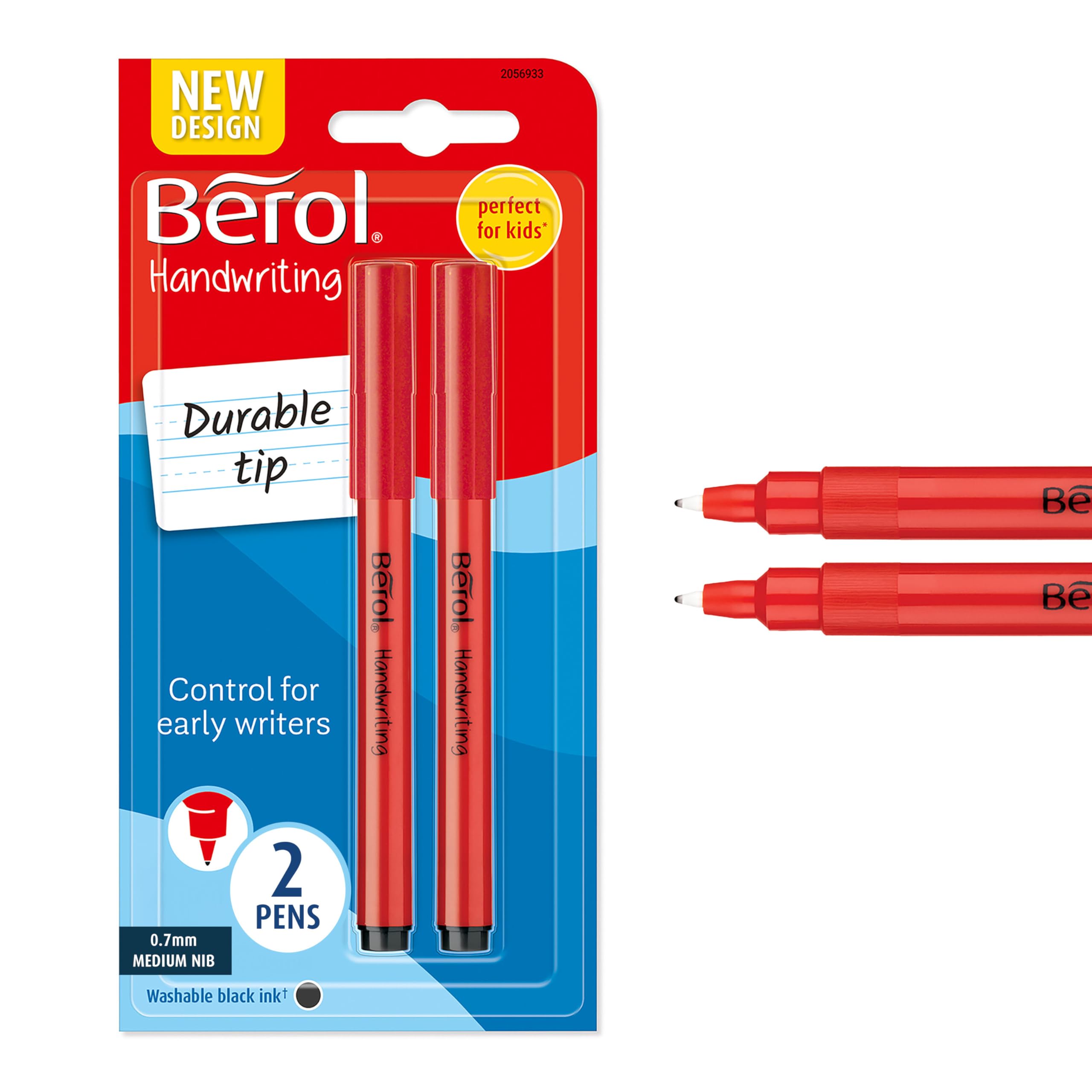 Berol Handwriting Pens | Round Shape is Easy to Hold | Washable Black Ink | Bright Barrels | 2 Count โ image 1