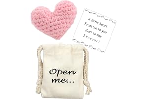 LUOKIFUR Pocket Hug Gift I Love You Gifts for Him for Her Crochet Heart Missing You Gift (Pink)