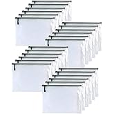 Oaimyy-24PCS-4 x 6" inches-Mesh Zipper Pouch, Plastic Zip File Folders Puzzle Bags for Organizing,for Office Supplies,Travel,Home Storage-Black