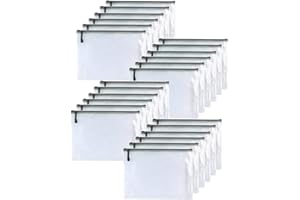 Oaimyy-24PCS-4"x 6"inches-Mesh Zipper Pouch, Plastic Zip File Folders Puzzle Bags for Organizing,for Office Supplies,Travel,Home Storage-Black