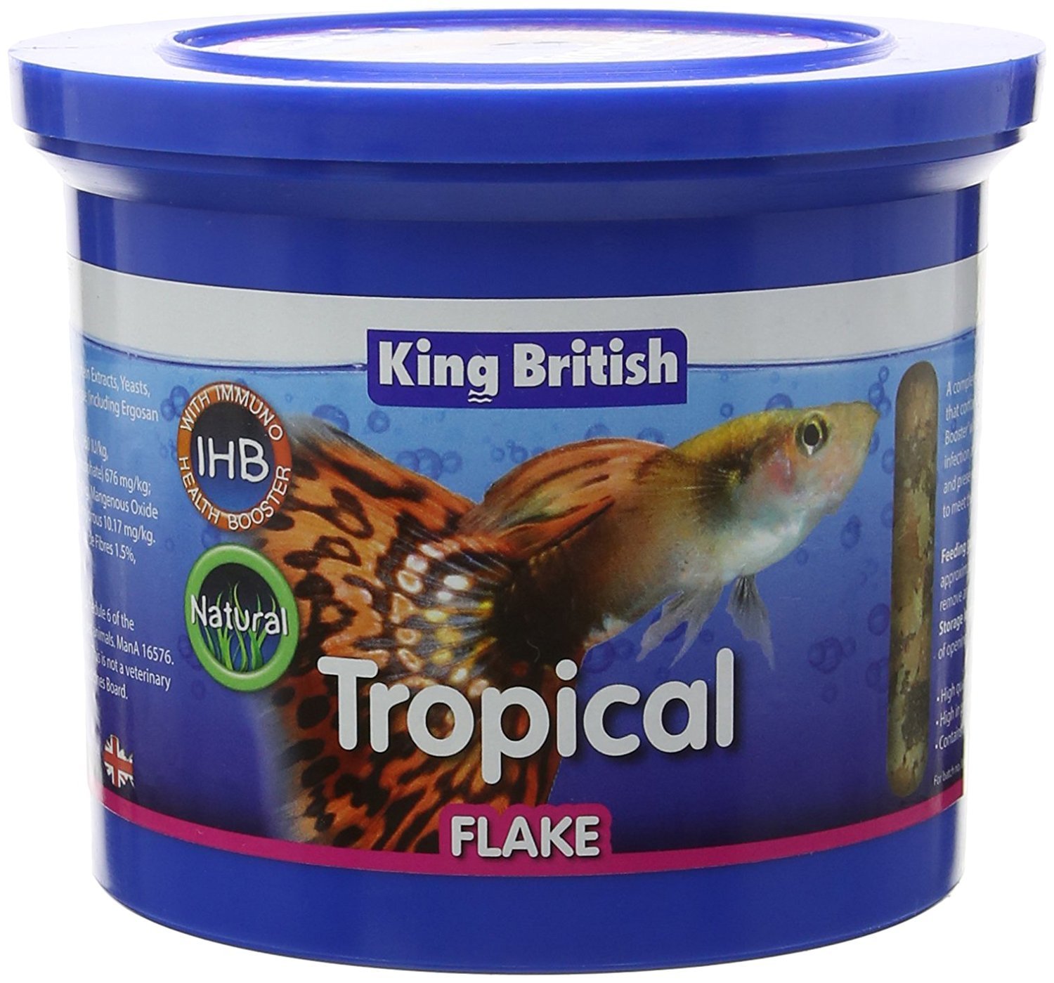 King British | Tropical Fish Flake With Immuno Health Booster | Complete Food for Tropical Fish | Helps Prevent Infection and Disease | High Protein Content | Includes Essential Vitamins | 200g