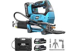 Seesii 12000PSI Electric Grease Gun: 3 Speed Control Battery Powered Grease Gun Cordless with 2 Batteries, Brushless Motor, 3