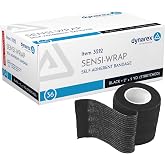 Dynarex Sensi-Wrap Self-Adhesive Bandages, 36-Pack, 2" x 5 Yards, Black, Latex, Colored Elastic Cohesive Athletic Tape, Tattoo Grip &amp; Vet Wrap