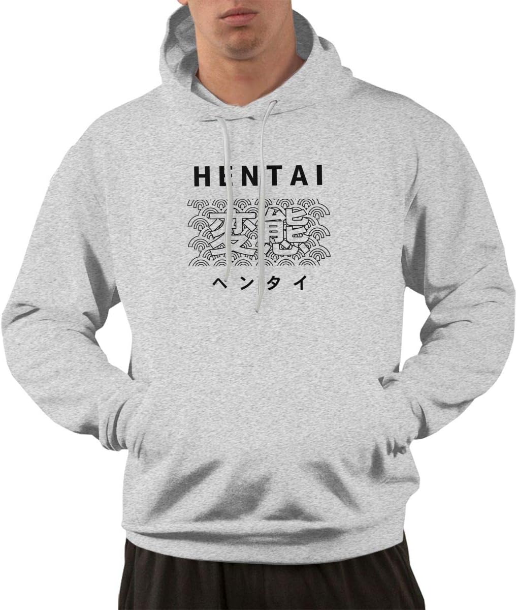 FAFU&XS Japanese Kanji Hentai Mens Fleece Joggers Pocket Pullover Hoodie