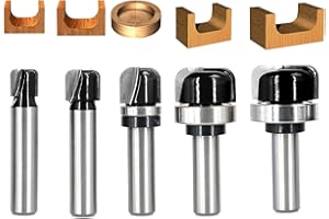 5PCS Bowl & Tray Template Router Bit Set 1/2 Inch Shank, Cove Juice Groove Router Bit, Carbide Tipped Circle Round Nose Cutti