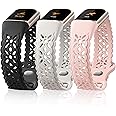 Maledan Floral Lace Band Compatible for Fitbit Charge 6 Bands and Fitbit Charge 5 Bands Women, Cute Soft Lilac Flower Pattern Hollow-out Sport Watch Strap for Fitbit Charge 5/ Charge 6 Fitness Tracker