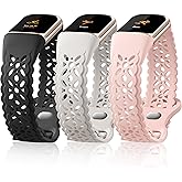 Maledan Floral Lace Band Compatible for Fitbit Charge 6 Bands and Fitbit Charge 5 Bands Women, Cute Soft Lilac Flower Pattern