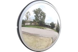 SNS SAFETY LTD Convex Traffic Safety Mirror for Driveways, Warehouses, Garages and Offices, Black (Diameter 30 cm, with Wall Bracket)