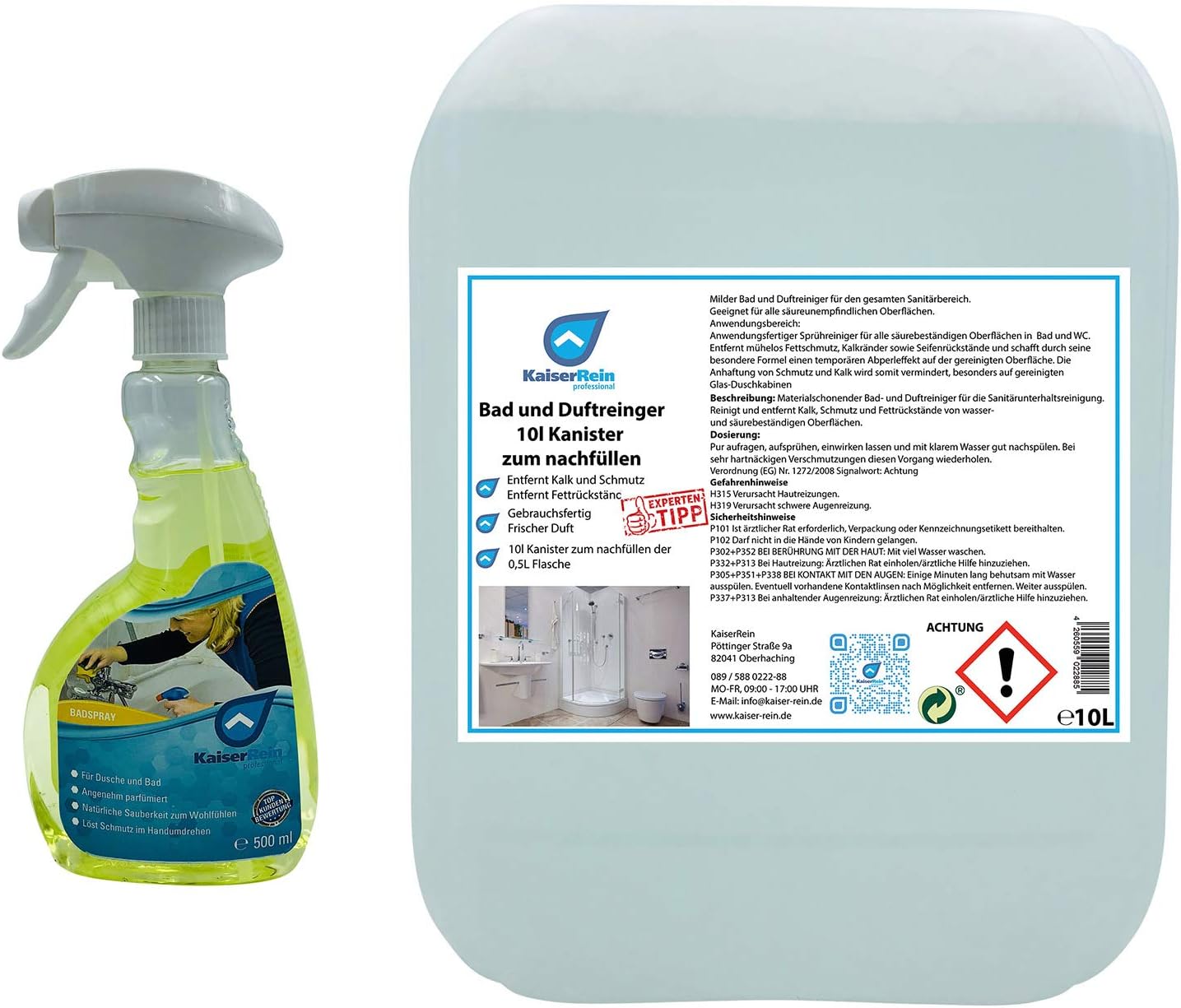 KaiserRein Badreiniger & Duft-Reiniger Kalkreiniger 10 L Kanister ...