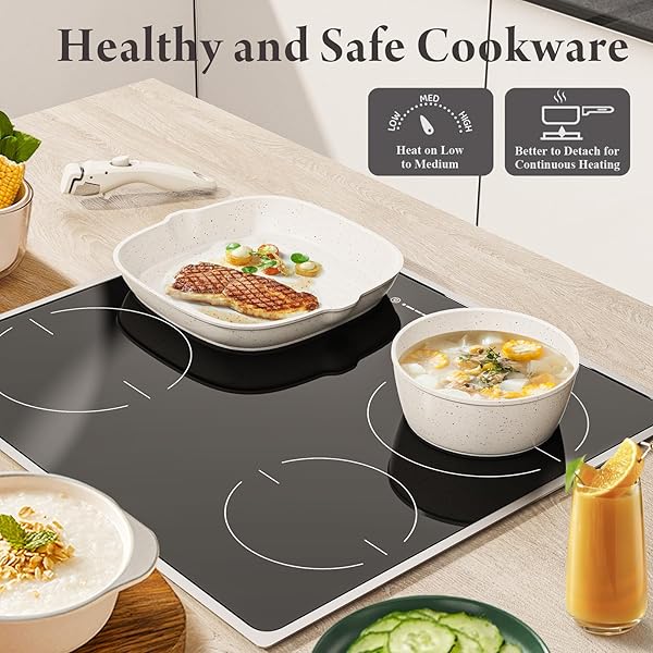 BAZOVA 19 PCS POTS AND PANS SET NON STICK CERAMIC COOKWARE SET WITH REMOVABLE HANDLES, NON TOXIC INDUCTION KITCHEN COOKWARE SETS RV COOKWARE,DISHWASHER/OVEN SAFE PFAS/PTFE/PFOA FREE,BLACK