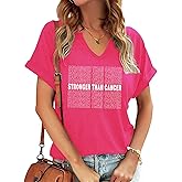 Breast Cancer Awareness Shirt Pink Ribbon Breast Cancer Support Squad Tshirts Cancer Survivor V-Neck Tops