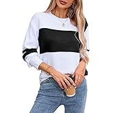 shermie Women's Color Block Pullover Sweaters Long Sleeve Crew Neck Loose Casual Sweater