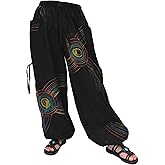 Siamrose Hand Painted Harem Trousers Lounge Yoga Pants Men Women Joggers with Adjustable Length 2 Pockets