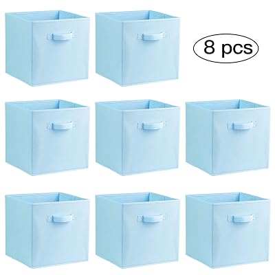 Bohemian Fabric Cube Storage Box - Foldable Collapsible Canvas Basket - Medium 28cm Square