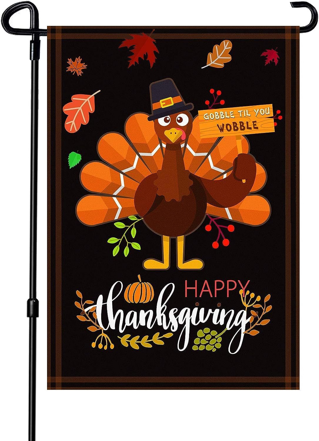 Flags - WELCOME Happy Thanksgiving Turkey Fall Garden Flag 12×18 Inch Small Vertical Double Sided Outside Decor for Yard Autumn Holiday Thanksgiving Harvest