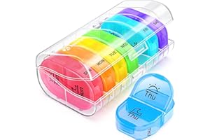 AUVON Pill Box 2 Times a Day, Weekly Pill Organizer AM PM with 7 Daily Pocket Case to Hold Vitamin, Medicine, Medication, and Supplement
