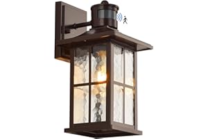 FLEDAVID Motion Sensor Outdoor Wall Lantern Dusk to Dawn Exterior Porch Light Fixture Brown Outside Garage Sconce Lighting Waterproof Farmhouse Wall Mount Carriage Lamp for House Patio Doorway