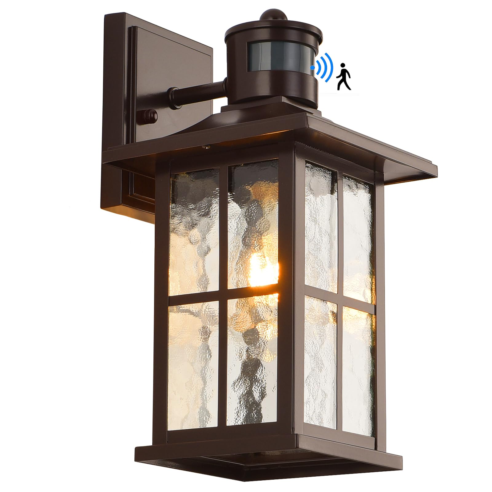 Photo 1 of FLEDAVID Motion Sensor Outdoor Wall Lantern Dusk to Dawn Exterior Porch Light Fixture Brown Outside Garage Sconce Lighting Waterproof Farmhouse Wall Mount Carriage Lamp for House Patio Doorway