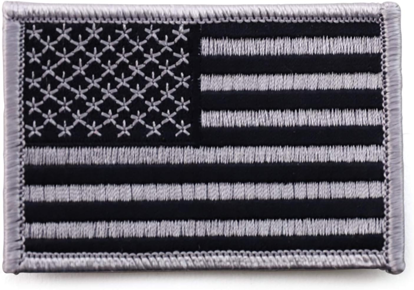 USA American Flag Embroidered Iron On Patch One Size - Subdued Grey