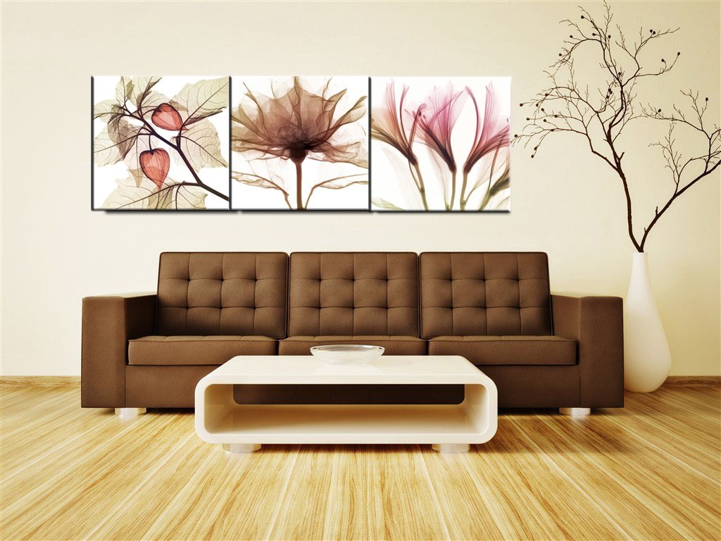 Canvas Wall Art Abstract Brown Flowers Canvas Print 36\