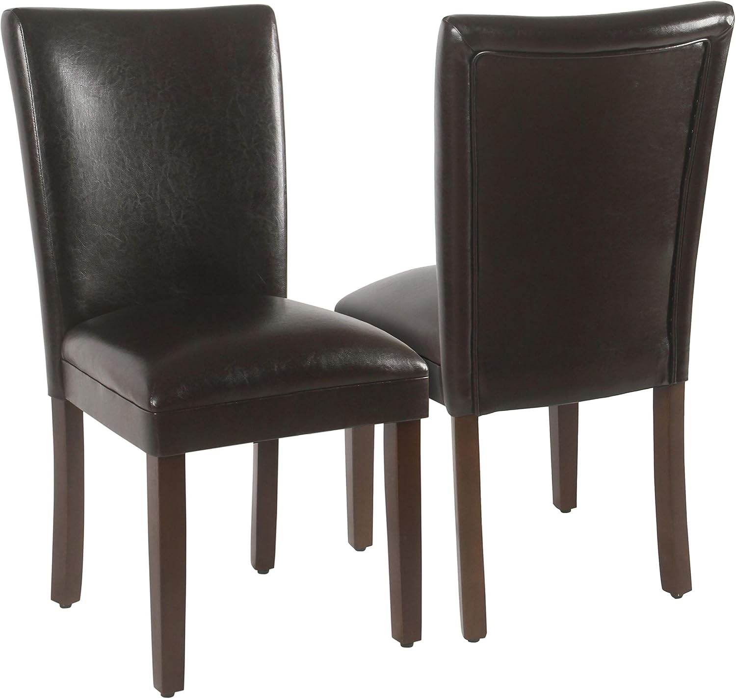 HomePop Parsons Upholstered Accent Dining Chair, Set of 2, Dark Brown Faux Leather - Chairs