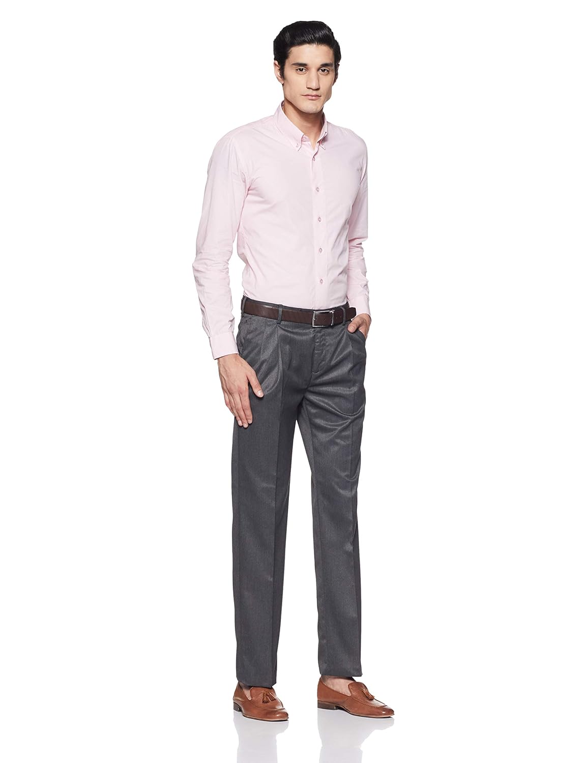 arrow men's pleat-front poly viscose formal trousers