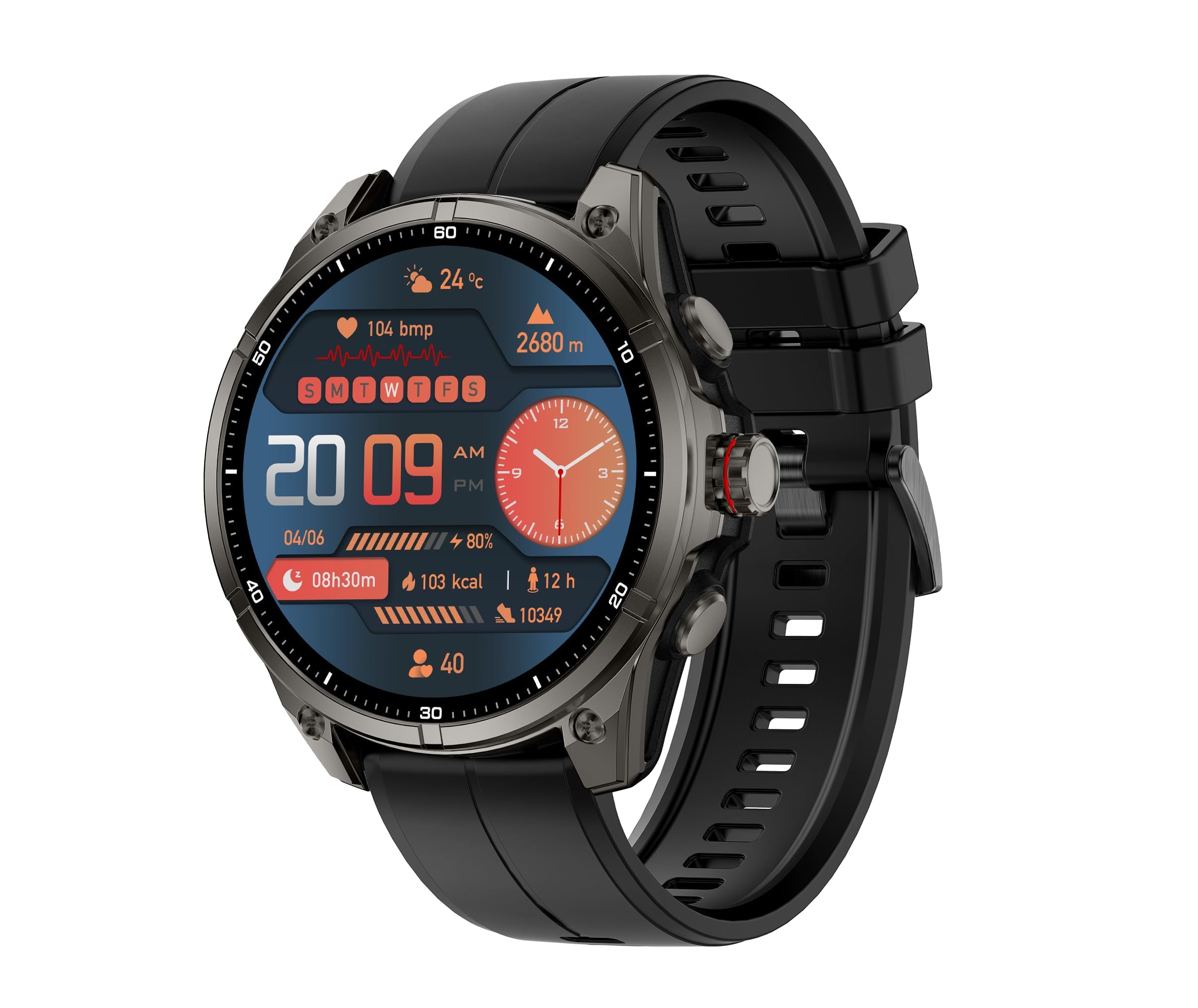 GPS Running Watch and Outdoor Smartwatch, AMOLED Display, Built-in LED Flashlight,Multisport GPS Smartwatch,5ATM Waterproof,Fitness Tracker up to 15 Days of Battery