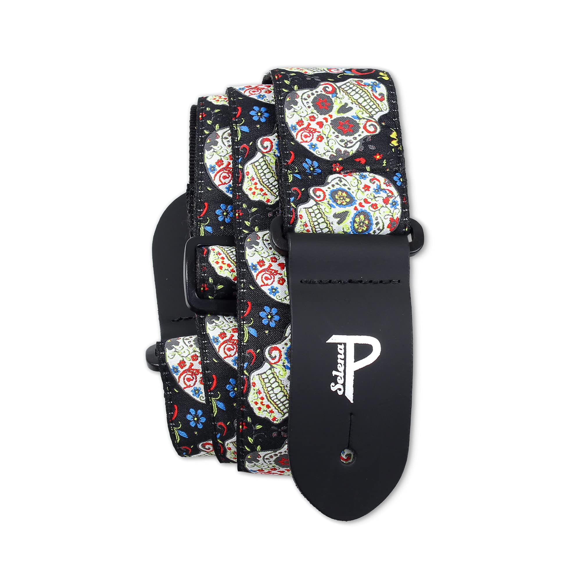 Perri’s Leathers Ltd. - Guitar Strap - Nylon - Jacquard - The Hope Collection - Sugar Skulls - Adjustable - For Acoustic/Bass/Electric Guitars - Made in Canada (TWS-6802)