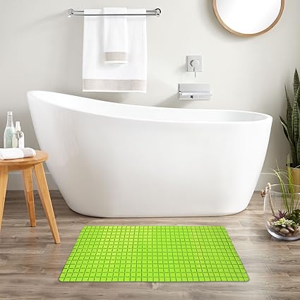 Story@Home Soft Bath Mosaic PVC Bath Mat - 14x31, Neon Green