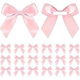 Satin Ribbon Rose Pink Bow Decor 2" Self Adhesive Premade Bows for Gift Wrapping Rose Pink Mini Bow for Treat Bags Party Favors Wedding Decorations - 50 Counts
