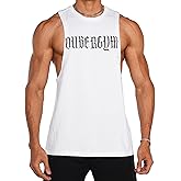 Ouber Men's Graphic Drop Arm Tank Top Slim Fit Sleeveless Gym T-Shirt for Bodybuilding
