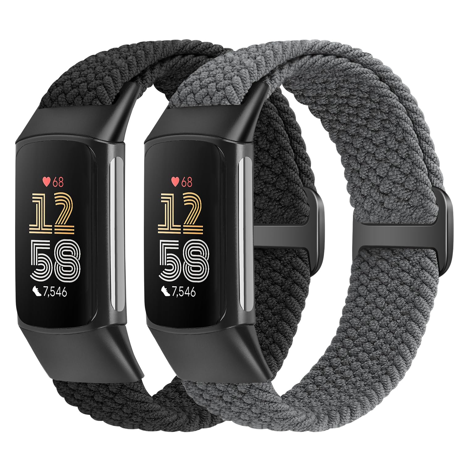 Photo 1 of VNDAPT Elastic Braided Bands Compatible with Fitbit Charge 5/Fitbit Charge 6 for Women Men, Breathable Adjustable Stretchy Nylon Loop Sport Replacement Wristbands for Fitbit Charge 6 Charge 5 Straps