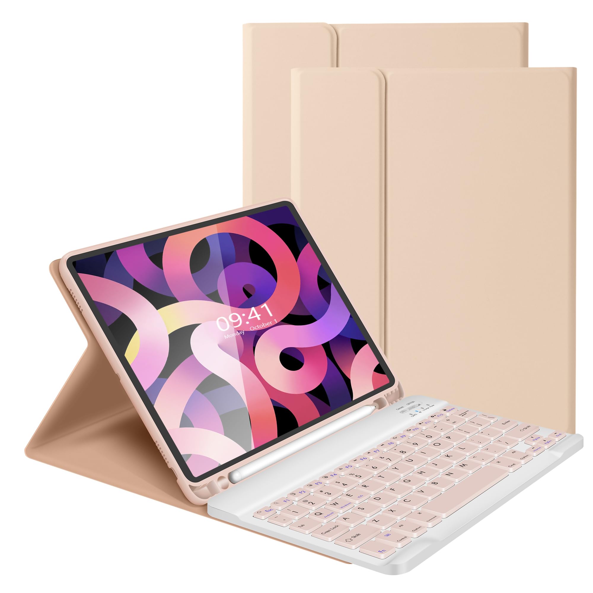LAMA Smart Keyboard Case for iPad Air 11" (M3 2025 / M2 2024) & iPad Pro 11" (4th/3rd/2nd/1st Gen), Wireless Keyboard Case with Pencil Holder for 10.9" Air 4th/5th Gen, Pink