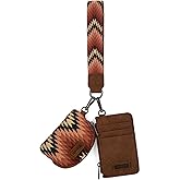 Montana West Wrangler Aztec Keychain Wristlet Wallets for Women Western Dual Pouch Wristlet Credit Card Holder Wallet with Zipper Pocket WG2211-W0051BR