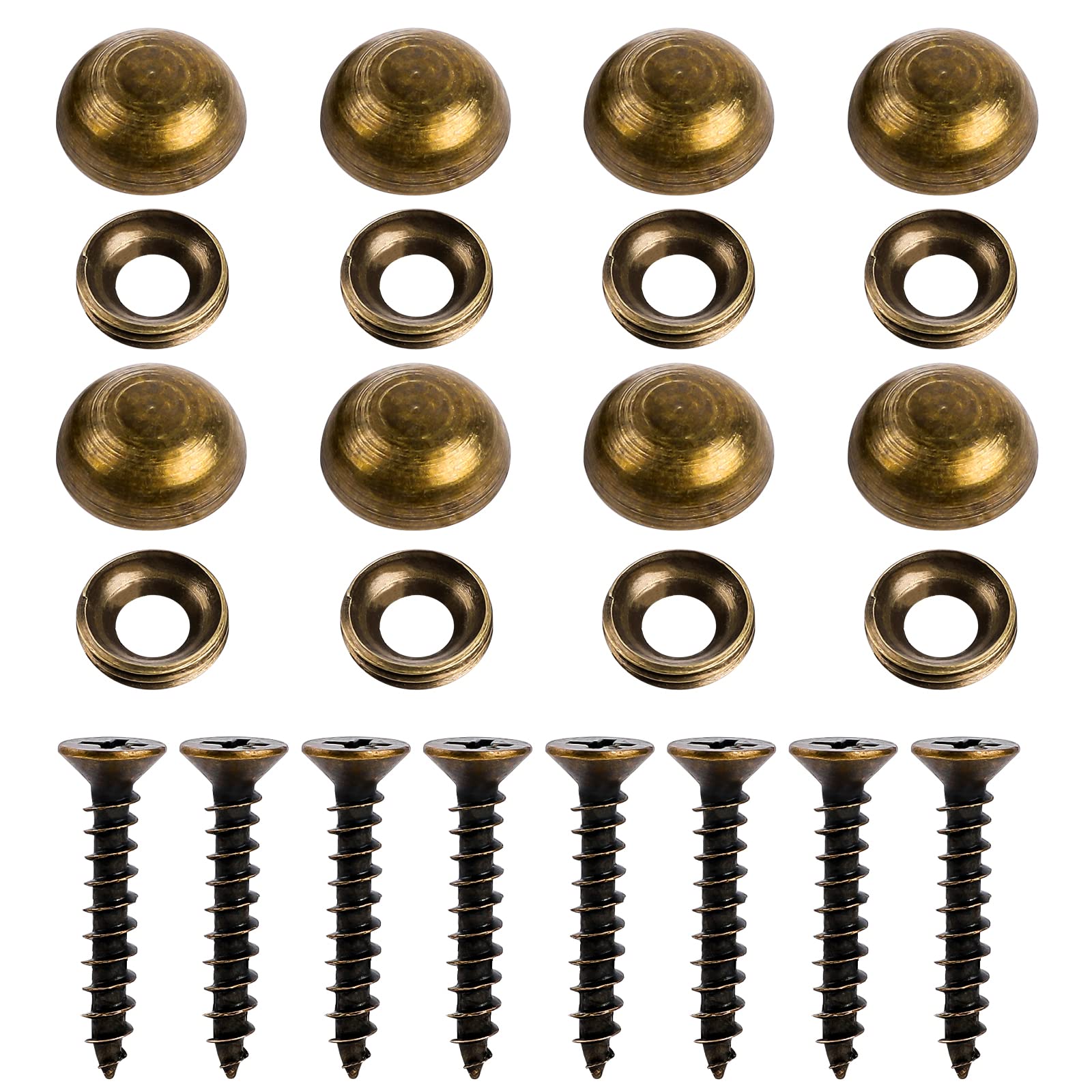 8Pcs Brass Decorative Screws with Caps, Self-Tapping Screws for Furniture Fixing, Painting, Mirror Fixing