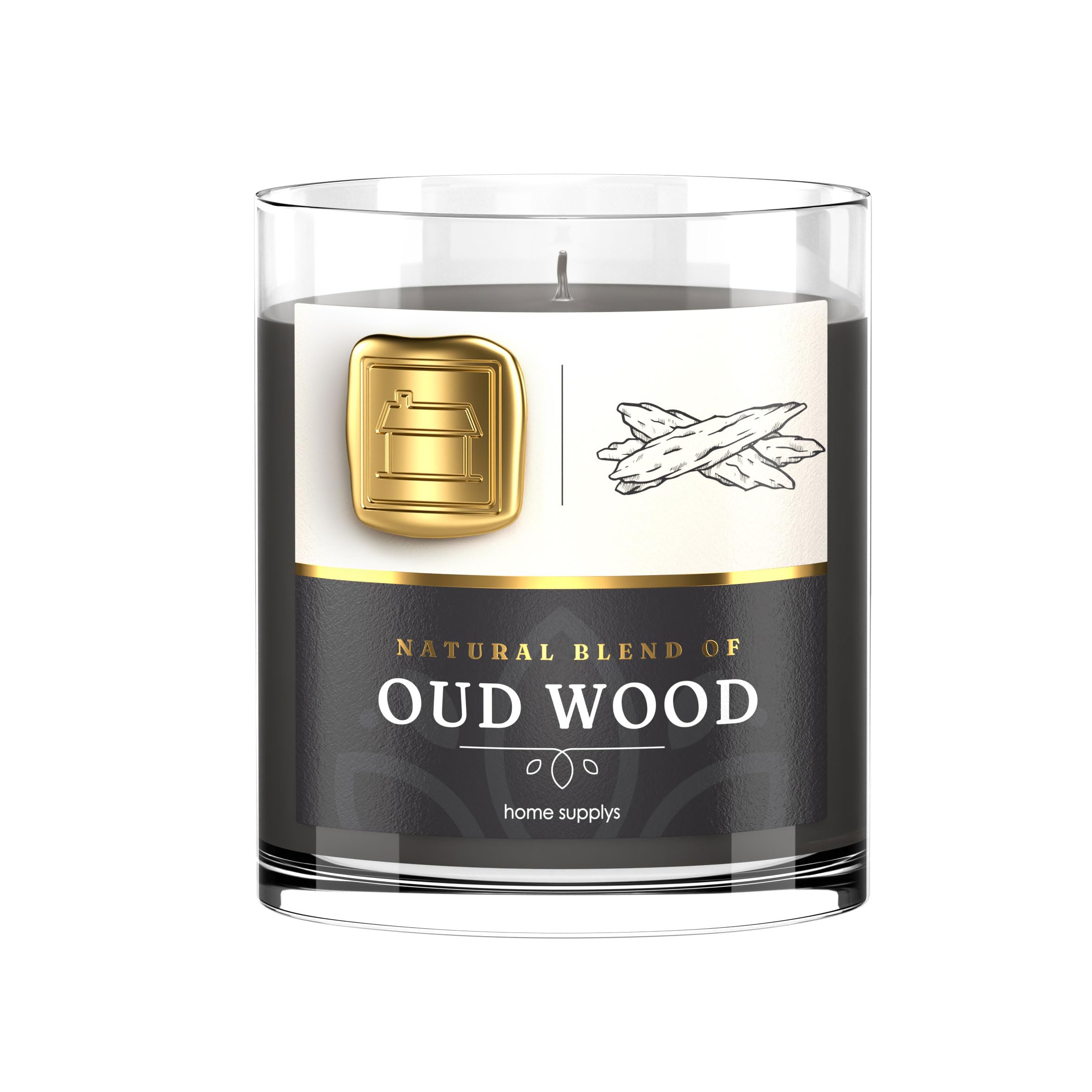 Large Oud Candle - Candle Gift for Women & Men with Lid - (280g/60hr) Long Burn Time with Oud, Rose, Bamboo & Eucalyptus - Organic & Vegan Scented - Relaxation, Aromatherapy & Wellness