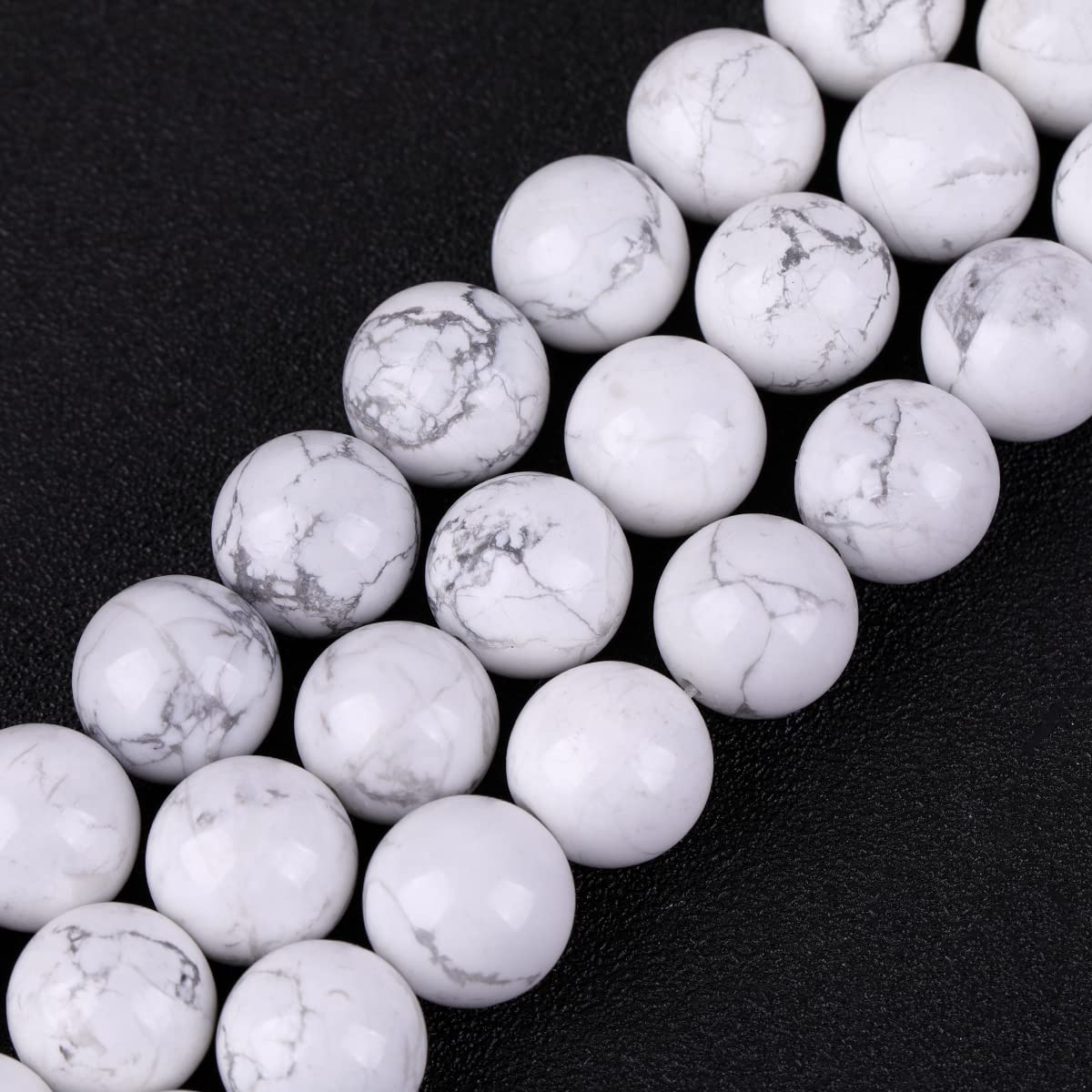 GEM-INSIDE CREATE YOUR OWN FASHION Sweet & Happy Girl'S Store 14mm Round Gemstone White Howlite Beads Strand 15 Inch Jewellery Making Beads