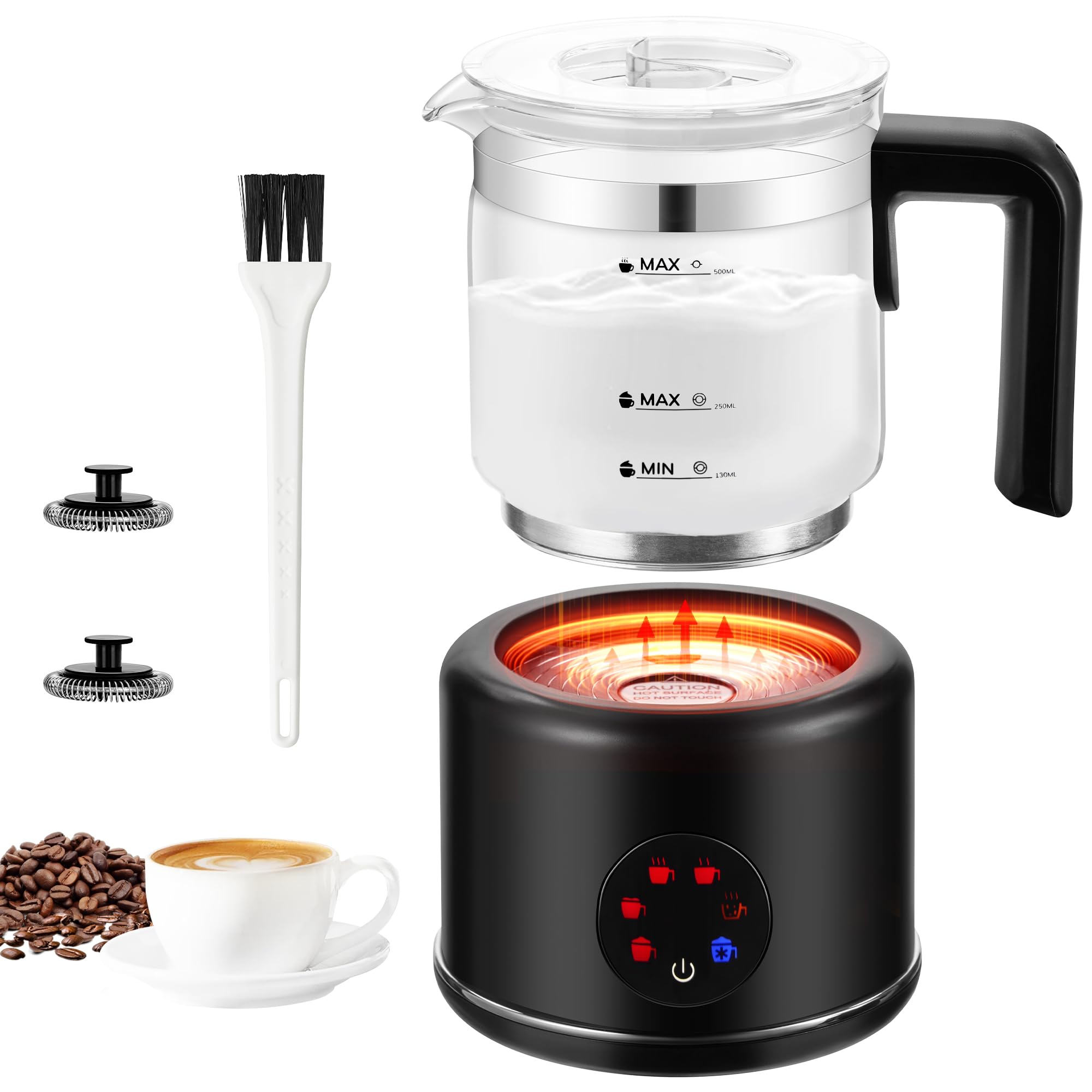 Photo 1 of JXXM Electric Milk Frother, 6 in 1 Milk Steamer,17oz Automatic Warm and Cold Foam Maker for Coffee,Latte, Cappuccino, Macchiato, Hot Chocolate (Black)