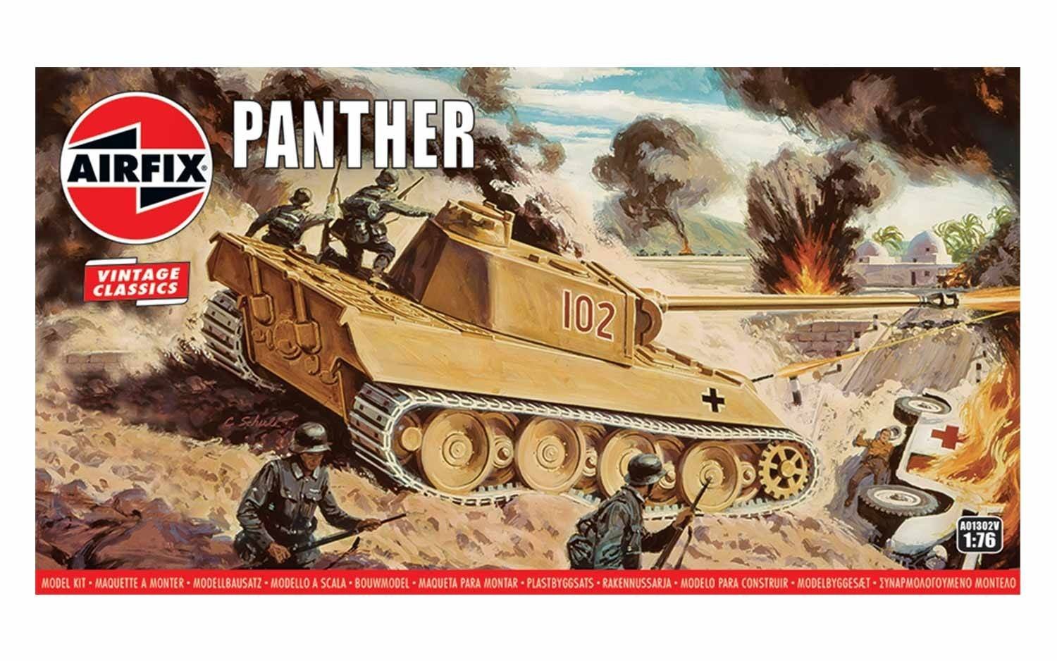 Airfix Vintage Classics Set - A01302V Panther - Plastic Model Tank Kits for Adults & Children 8+, Set Includes 97 Pieces - 1:76 Scale Model Tank Set — image 1
