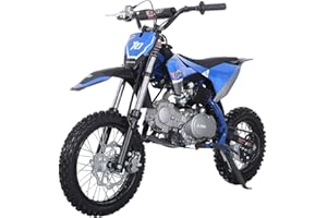 X-PRO X27 125cc Dirt Bike with 4-Speed Semi-Automatic Transmission, Kick Start, Big 14"/12" Tires! Cradle Type Steel Tube Frame! (Blue)